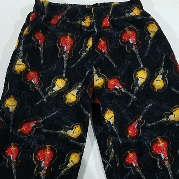 Boys Guitar Fuzzy Pajama PJ pants 12/14